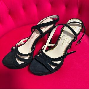 Jessica Simpson Black Strappy Heels Size 6
